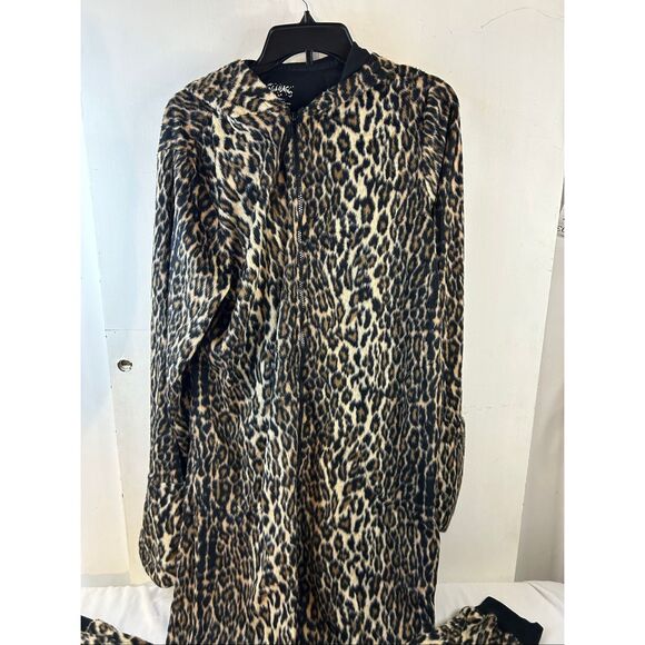 Nick Nora XL pajamas Cheetah Leopard Cat brown black zipper suit hooded - Picture 1 of 7